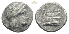 ithynia, Kios (ca 345-315 BC) AR Hemidrachm Miletos, magistrate.
Obv. KIA, Laureate head of Apollo to right.
Rev. MIΛHTOΣ, Prow of galley left, orname...