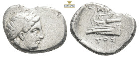 Kios AR Hemidrachm, c. 350-300 BC
Bithynia, Kios. AR Hemidrachm….Obv. Head of Apollo to right, wearing laurel wreath; [KIA] below.
Rev. ΠPOΞ / ENOΣ, P...