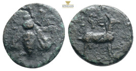 Ionia, Ephesos (2nd - 1st cent. BC) AE 
Demetrios, magistrate.
Obv: E-Φ, Bee within wreath
Rev: ΔHMHTPI/OΣ, stag, standing right, in front of palm tre...