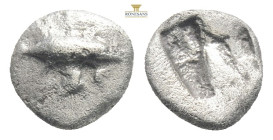 Mysia, Kyzikos, AR Hemiobol, Circa 520-480 BC.
Obv: Tunny fish swimming left.
Rev: Quadripartite incuse square.
Ref:Von Fritze, Nomisma IX, Kyzikos, G...
