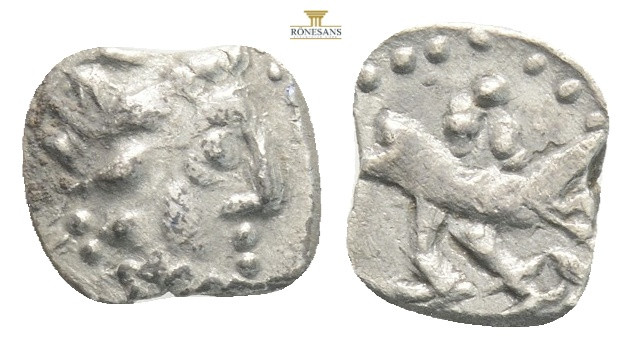 LYCAONIA. Laranda. Obol (4th century BC).
Obv: Baaltars seated left, holding gra...