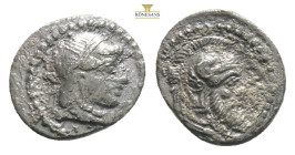 Cilicia, Tarsos AR Obol. Datames, Satrap of Cilicia and Cappadocia. Struck 378-372 BC. Female bust right, wearing loop earring and necklace / 'TRDMW' ...