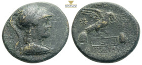 Phrygia, Apameia Kokos, magistrate ca 100-50 BC AE 
Obv: Head of Athena to right, wearing crested Corinthian helmet
Rev: Eagle, with stars above and f...
