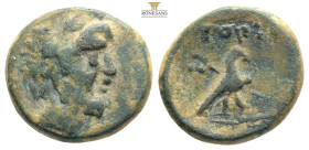 Phrygia, Amorion (2nd-1st centuries BC) AE Agau-(?), Pole- and Klear-, magistrates
Obv: Laureate head of Zeus right.
Rev: AΓ-AY / ΠOΛE / KΛEAP / AMOPI...