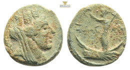 SYRIA. Palmyra, Pseudo-autonomous, ca. 150-225, AE ½ unit.
turreted bust of Tyche right
Rev: Uncertain deity, perhaps Astarte, standing on galley 1,38...