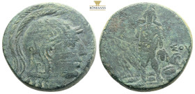 PONTOS. Amisos.

Time of Mithradates VI Eupator 120-63 BC. AE

Helmeted head of Athena right

Rev: AMI-[ΣOY], Perseus standing facing, holding harpa a...