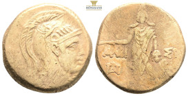 PONTOS.Amisos.Time of Mithradates VI.(Circa 105-85 BC).Ae.

Obv : Helmeted head of Athena right.

Rev : AMIΣOY.
Perseus standing facing, wearing point...