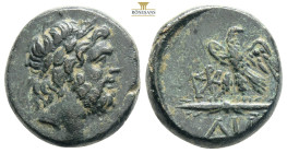 PONTOS.Amisos.Mithradates VI.(Circa 85-65 B)C.Ae.

Obv : Laureate head of Zeus right.

Rev : AMIΣOY.
Eagle standing left on thunderbolt, wings open, h...