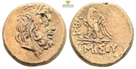PONTOS.Amisos.Mithradates VI.(Circa 85-65 B)C.Ae.

Obv : Laureate head of Zeus right.

Rev : AMIΣOY.
Eagle standing left on thunderbolt, wings open, h...