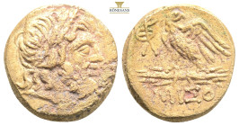 PONTOS.Amisos.Mithradates VI.(Circa 85-65 B)C.Ae.

Obv : Laureate head of Zeus right.

Rev : AMIΣOY.
Eagle standing left on thunderbolt, wings open, h...