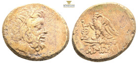 PONTOS.Amisos.Mithradates VI.(Circa 85-65 B)C.Ae.

Obv : Laureate head of Zeus right.

Rev : AMIΣOY.
Eagle standing left on thunderbolt, wings open, h...