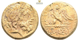 PONTOS.Amisos.Mithradates VI.(Circa 85-65 B)C.Ae.

Obv : Laureate head of Zeus right.

Rev : AMIΣOY.
Eagle standing left on thunderbolt, wings open, h...