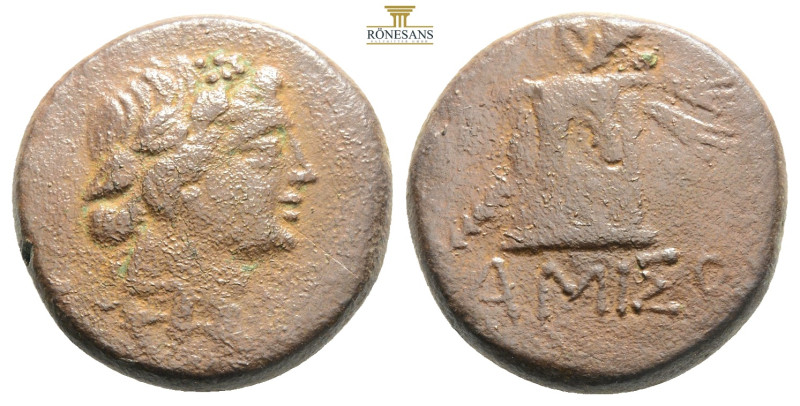 Amisos…Pontos….AE19, c. 105-65 BC...Obv. Head of Dionysos right, wearing ivy-wre...
