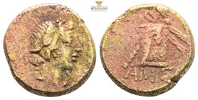 Amisos…Pontos….AE19, c. 105-65 BC...Obv. Head of Dionysos right, wearing ivy-wreath.
Rev. ΑΜΙΣΟΥ, Thyrsos leaning against cista mystica draped with pa...