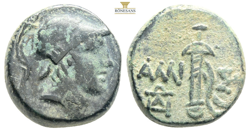 Greek Coins
Greek bronze coin,AMISOS... 100-85 BC. Bronze Æ….Helmeted head of Ar...