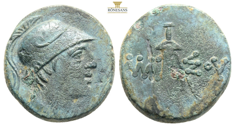 Greek Coins
Greek bronze coin,AMISOS... 100-85 BC. Bronze Æ….Helmeted head of Ar...