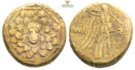 PONTOS.Amisos.(Circa 105-63 BC).Ae.

Obv : Aegis with Gorgon's head at center.

Rev : AΜΙΣΟΥ.
Nike advancing right, holding wreath and palm branch, be...