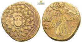 PONTOS.Amisos.(Circa 105-63 BC).Ae.

Obv : Aegis with Gorgon's head at center.

Rev : AΜΙΣΟΥ.
Nike advancing right, holding wreath and palm branch, be...
