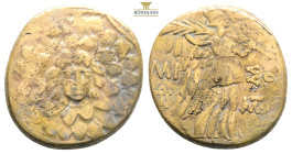 PONTOS.Amisos.(Circa 105-63 BC).Ae.

Obv : Aegis with Gorgon's head at center.

Rev : AΜΙΣΟΥ.
Nike advancing right, holding wreath and palm branch, be...