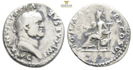 Denarius 75 AD, Vespasian
RIC 90, S 2301, C 366; Obv: IMPCAESARVESPASIANVSAVG - Laureate head right. Rev: PONMAXTRPCOSVI - Pax seated left, hold 3,04g...