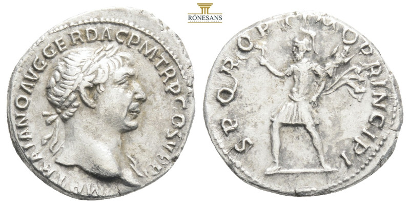 Trajan (AD 98-117). Silver denarius . AD 103-111. IMP TRAIANO AVG GER DAC P M TR...