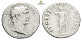 Trajan, 98 - 117 ADSilver Denarius, Rome Obverse: IMP CAE NER TRAIANO OPTIMO AVG GER DAC, Laureate and draped bust of Trajan right.Reverse: P M TR P C...