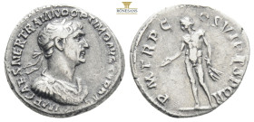Trajan. A.D. 98-117. AR denarius …..Obverse legend: IMP CAES NER TRAIAN OPTIM AVG GERM DAC.
Reverse legend: P - M TR P COS VI P P S P Q R. 3,35g 19mm...
