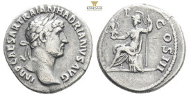 ROMAN IMPERIAL COINS
Hadrianus, 117-138. Denarius, 119-125. Head with L. n. r., l. Shoulder drape. Rev. PM TR P - COS III Roma in helmet, with lance a...