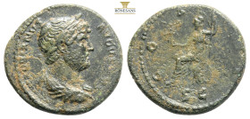 Hadrian (AD 117-138). Orichalcum sestertius .Rome, AD 125-128. HADRIANVS AVGVSTVS,
laureate head of Hadrian right, drapery on far shoulder / COS III,
...