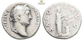 Hadrian, 117-138. Denarius Rome, 133-135. HADRIANVS AVG COS III P P Bare head of Hadrian to right. Rev. SALV - S AVG Salus standing right, holding pat...