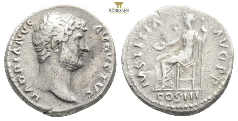 Hadrian. 117-138. AR denarius Rome HADRIANVS AVGVSTVS, laureate bust right / IVS...