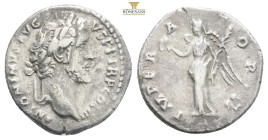 Antoninus Pius, 138-161. Denar. Rome.
AR
ANTONINVS AVG PIVS P P TR P COS III, laureate head right / IMPERATOR II, Victory standing front, head left, h...