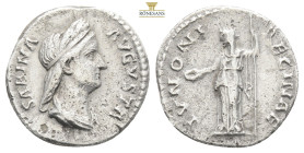 Sabina, Augusta, 128-136/7. Denarius, Rome, 126-137. SABINA AVGVSTA Diademed and draped bust of Sabina to right, her hair in long plait behind neck. R...