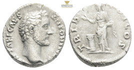 Antoninus Pius, as Caesar, AR Denarius. Rome, AD 138. [IMP T] AEL CAES ANTONINVS, bare head right / TRIB POT COS, Pietas standing left, hand raised ov...