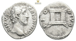 Divus Antoninus Pius (Died 161) AR Denarius Rome.
Obv: DIVVS ANTONINVS, Bare head right.
Rev: DIVO PIO, Altar.
Ref: RIC 441. 3,15g 18,1mm