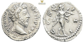 Marcus Aurelius, AD 161-180. AR, Denarius. Rome.
Obv: M ANTONINVS AVG GERM SARM. Head of Marcus Aurelius, laureate, right.
Rev: I COS III. Mars, helme...