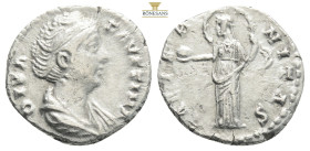 Faustina I, wife of Antoninus Pius AD 141. Rome
Denar AR
DIVA FAVSTINA, draped bust right / AETE-R-NITAS, Aeternitas, Providentia, or Urania standing ...