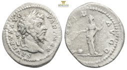 Septimius Severus AR Denarius. Laodicea, AD 197. Laureate head right / Providentia standing left, holding wand over globe and sceptre. RIC IV 491a; RS...