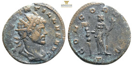 Roman Imperial
Quintillus AD 270. Mediolanum
Antoninianus Æ….IMP QVINTILLVS AVG, radiate, draped bust right / FIDES MILIT, Fides standing left, holdin...