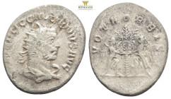 Valerian I. AD 253-260. AR Antoninianus Samosata mint. 1st emission, AD 255-256. Radiate, draped, and cuirassed bust right / Two Victories standing at...