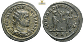 Diocletian (284-305) AE Antoninianus Cyzicus,
Obv: IMP C C VAL DIOCLETIANVS AVG, radiate, draped bust of Diocletian right, seen from behind
Rev: CONCO...