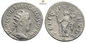 Trebonianus Gallus AD 251-253. Antiochia
Antoninianus AR
IMP C C VIB TREB GALLVS P F AVG, Radiate, draped, and cuirassed bust right; • below bust / FE...