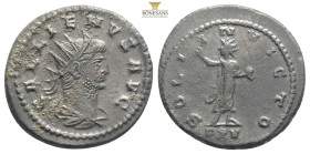 ROMAN EMPIRE
Bi-Antoninian (266) Antioch. GALLIENVS AVG / SOLI I- NVICTO Sol stands greeting from the front, head to the left. below P XV. RIC 611, 62...