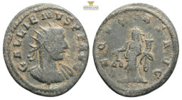 Gallienus Æ Antoninianus.
Gallienus Æ Antoninianus. Rome, AD 260-268. GALLIENVS AVG, radiate head right / VBERITAS AVG, Uberitas standing left, holdin...