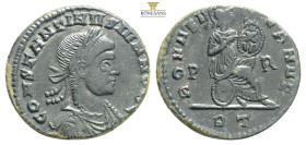 CONSTANTINE II (Caesar, 316-337). Follis. Rome.
Obv: CONSTANTINVS IVN NOB C.
Laureate, draped and cuirassed bust right.
Rev: ROMAE AETERNAE / P - R / ...