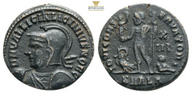 Licinius II. Caesar, A.D. 317-324. Æ follis DN VAL LICIN LICINIVS NOB C, helmeted and cuirassed bust of Licinius II left, holding spear over shoulder ...