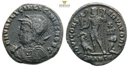 Licinius II. Caesar, A.D. 317-324. Æ follis DN VAL LICIN LICINIVS NOB C, helmeted and cuirassed bust of Licinius II left, holding spear over shoulder ...
