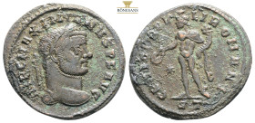 Maximianus. First reign, A.D. 286-305. Æ follis
Thessalonica, ca. A.D. 298/9. IMP C M A MAXIMIANVS P F AVG,
 laureate head of Maximianus right / GENIO...