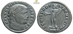 Maximinus II Daza. As Filius Augustorum, A.D. 308-309. AE follis Thessalonica mint, struck A.D. 308. MAXIMINVS FIL AVGG, laureate head right / GENIO C...