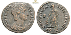 Helena, Augusta, 324-328/30. Follis Cyzicus, 324-325. HELENA AVGVSTA Draped bust of Helena to right, wearing pearl diadem. Rev. SECVRITAS REI PVBLICE ...
